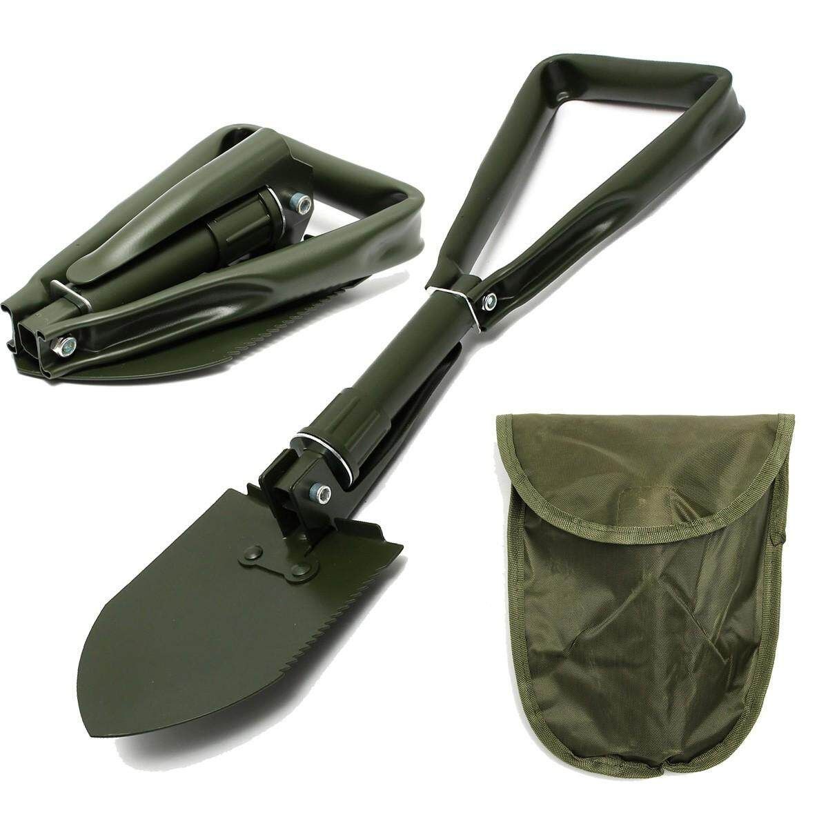 Folding Shovel Spade Metal Pick Axe Emergency Entrenching Tool Car Scoop Green