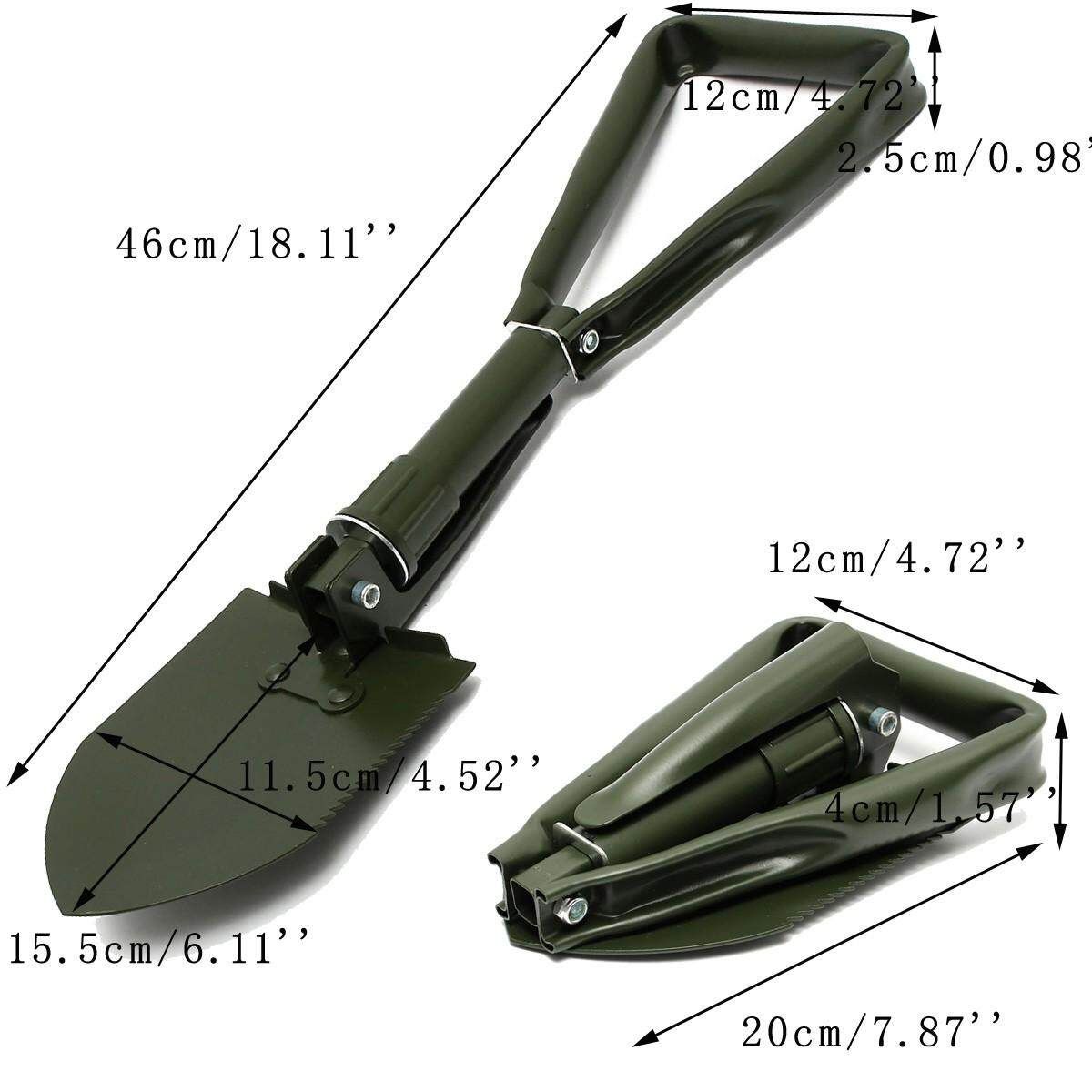 Folding Shovel Spade Metal Pick Axe Emergency Entrenching Tool Car Scoop Green