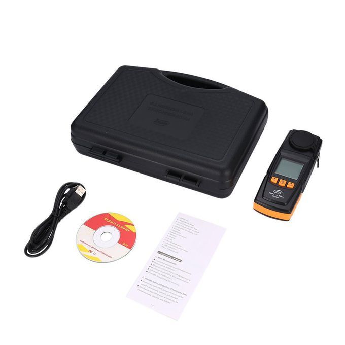 GM1020 Digital Light Lux Meter 200000 Illuminan E Luminometer Themometer Temp-black