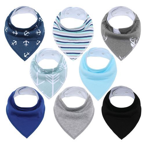 8Pcs Boys &Girls Infant Adjustable Snaps Saliva Bibs