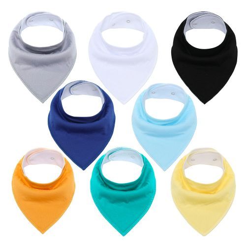 8Pcs Boys &Girls Infant Adjustable Snaps Saliva Bibs