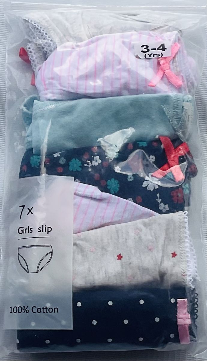 3-4 Yrs 7 Pack Colored Girls Briefs- A5