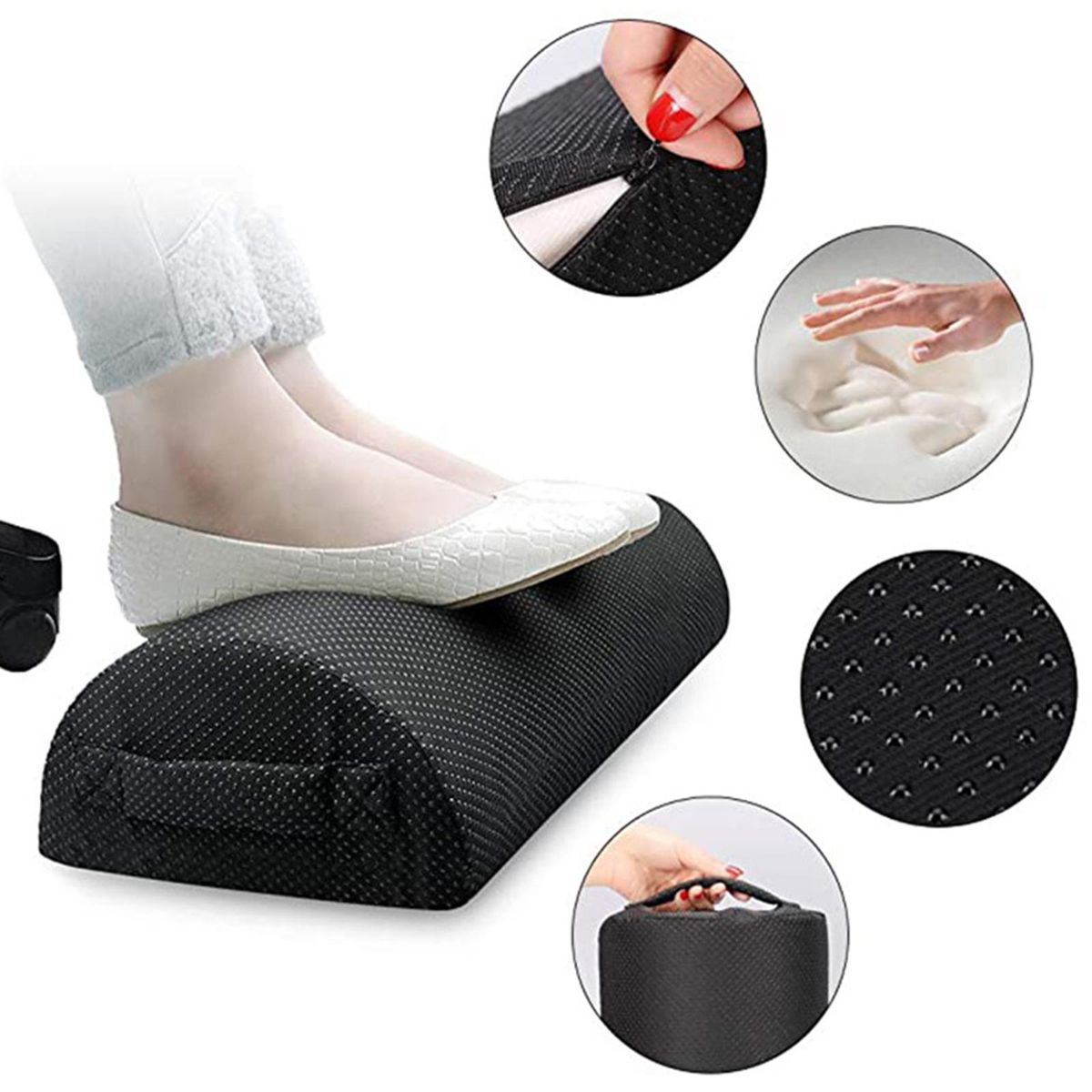 Soft Ergonomic Foot Rest Under Desk Comfort Cushion Anti-slip Cloth