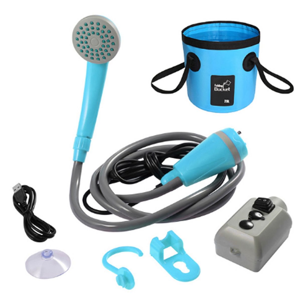 Portable Camping Shower With 20L Collapsible Water Bucket