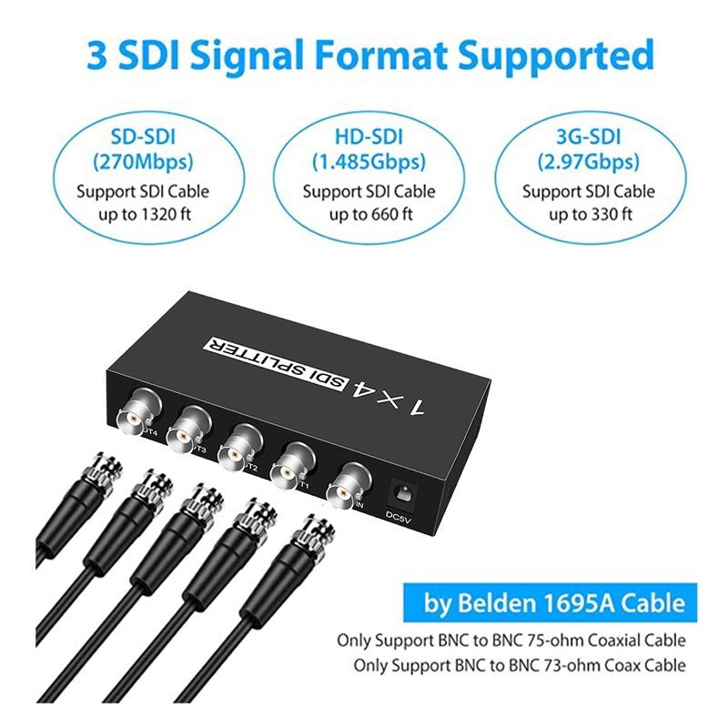 1 In 4 Out SD-SDI / HD-SDI / 3G-SDI Video Splitter