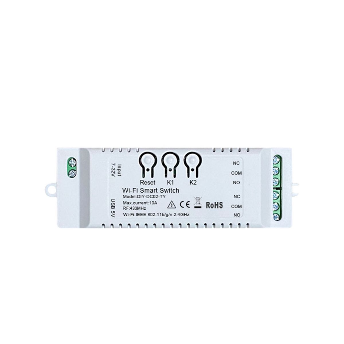 2CH Tuya WiFi Smart Switch DIY Timer 7-32V USB 5V 2.4G
