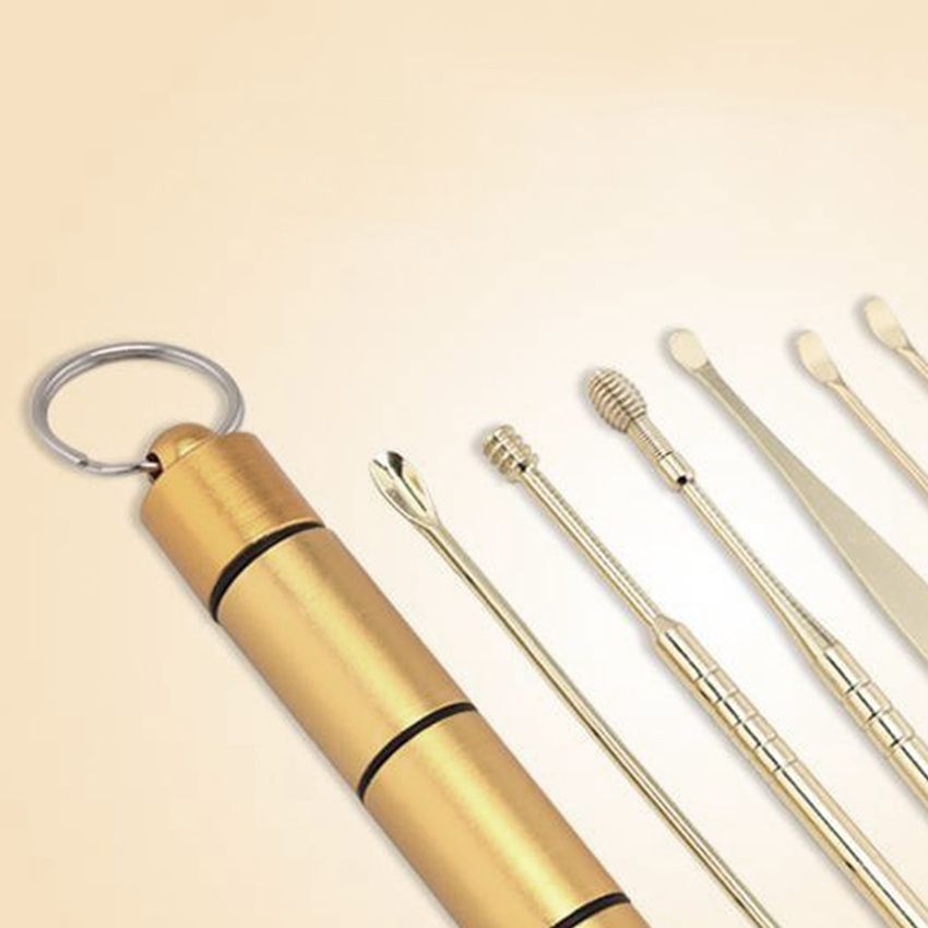 Set Of 6 Ear Cleaners  Remover Cleaner Earpick  Golden