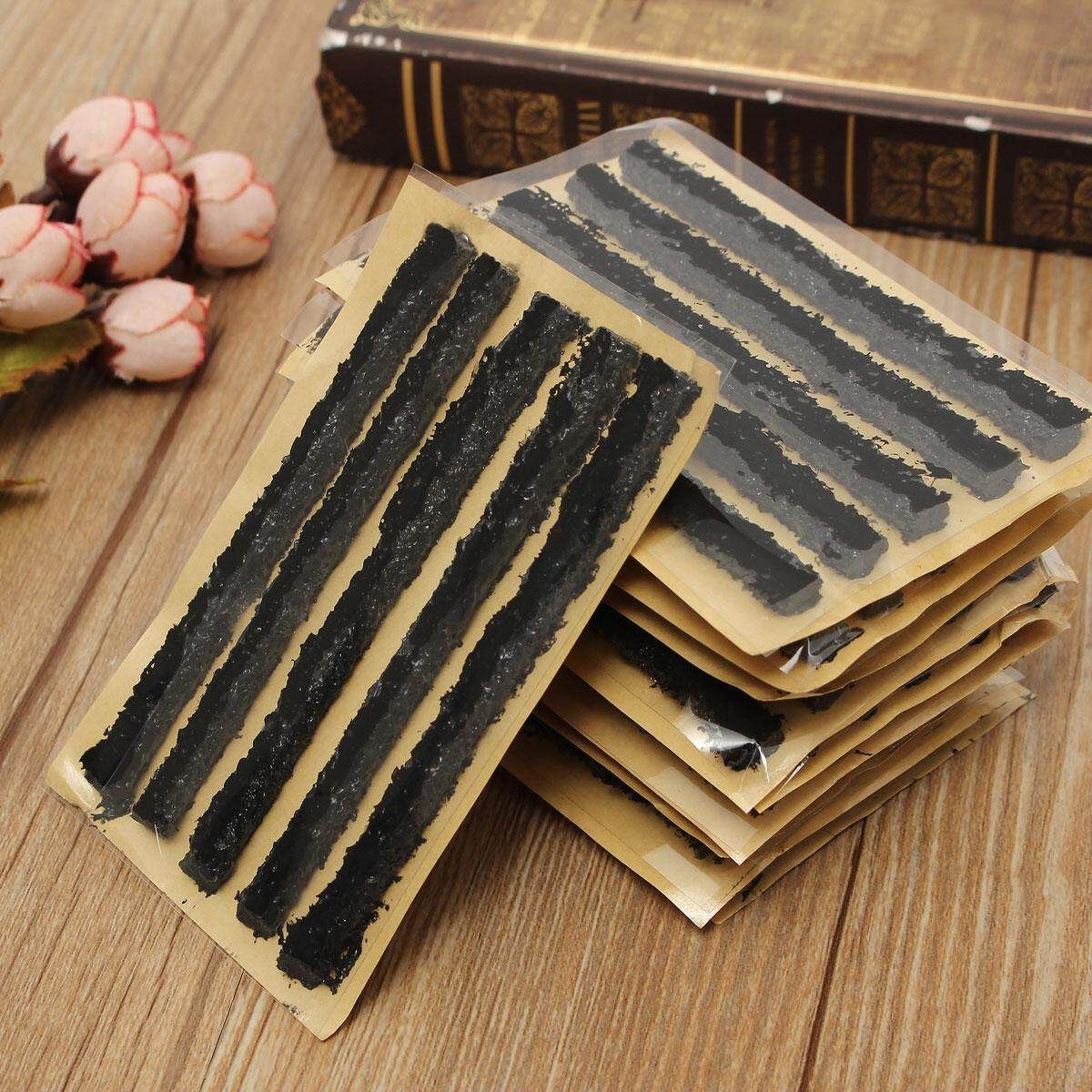50pcs Heavy Duty Bike Car Tubeless Tire Tyre Puncture Repair Kit Plugs Strips 100mm*6mm