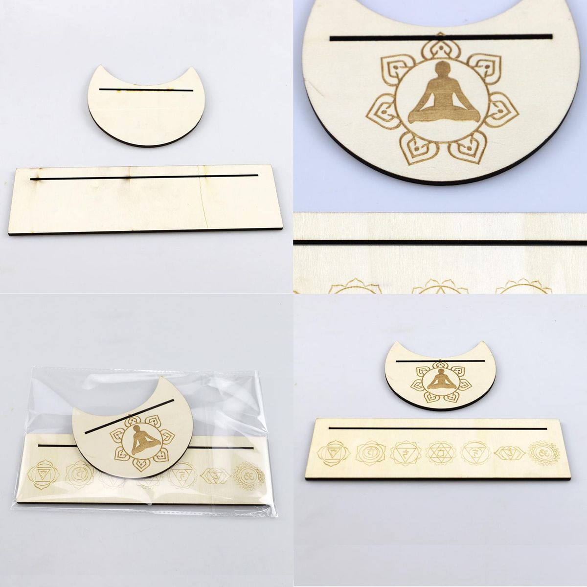 2PCS Tarot Card Stand Wooden Rectangular Moon Shaped Tarot Stand Wood Place Card Holders for Witch Divination Tools Altar Decor