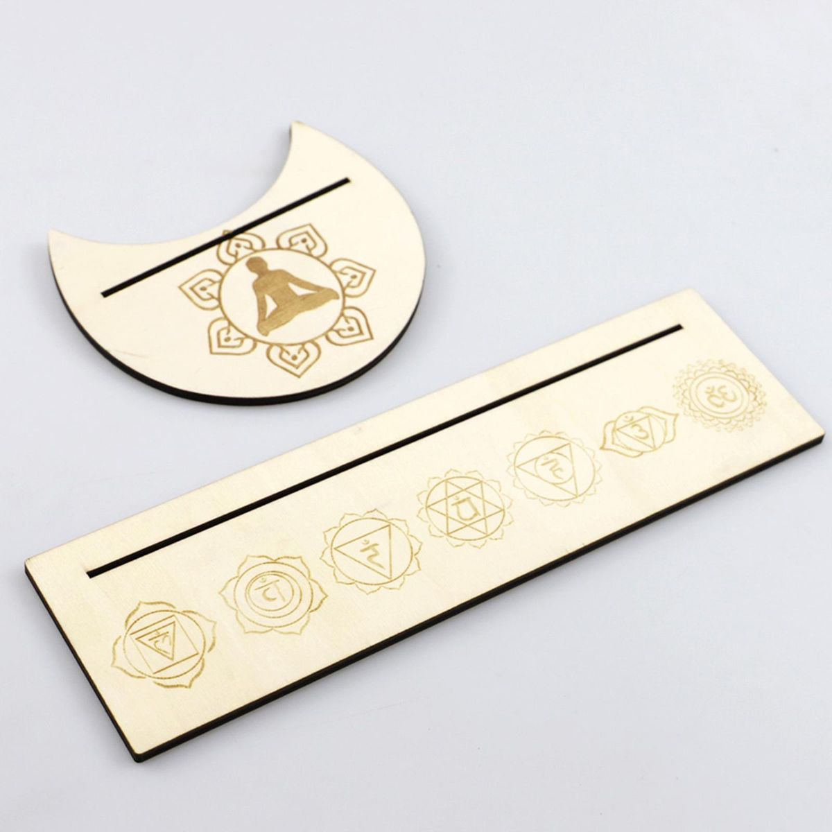 2PCS Tarot Card Stand Wooden Rectangular Moon Shaped Tarot Stand Wood Place Card Holders for Witch Divination Tools Altar Decor