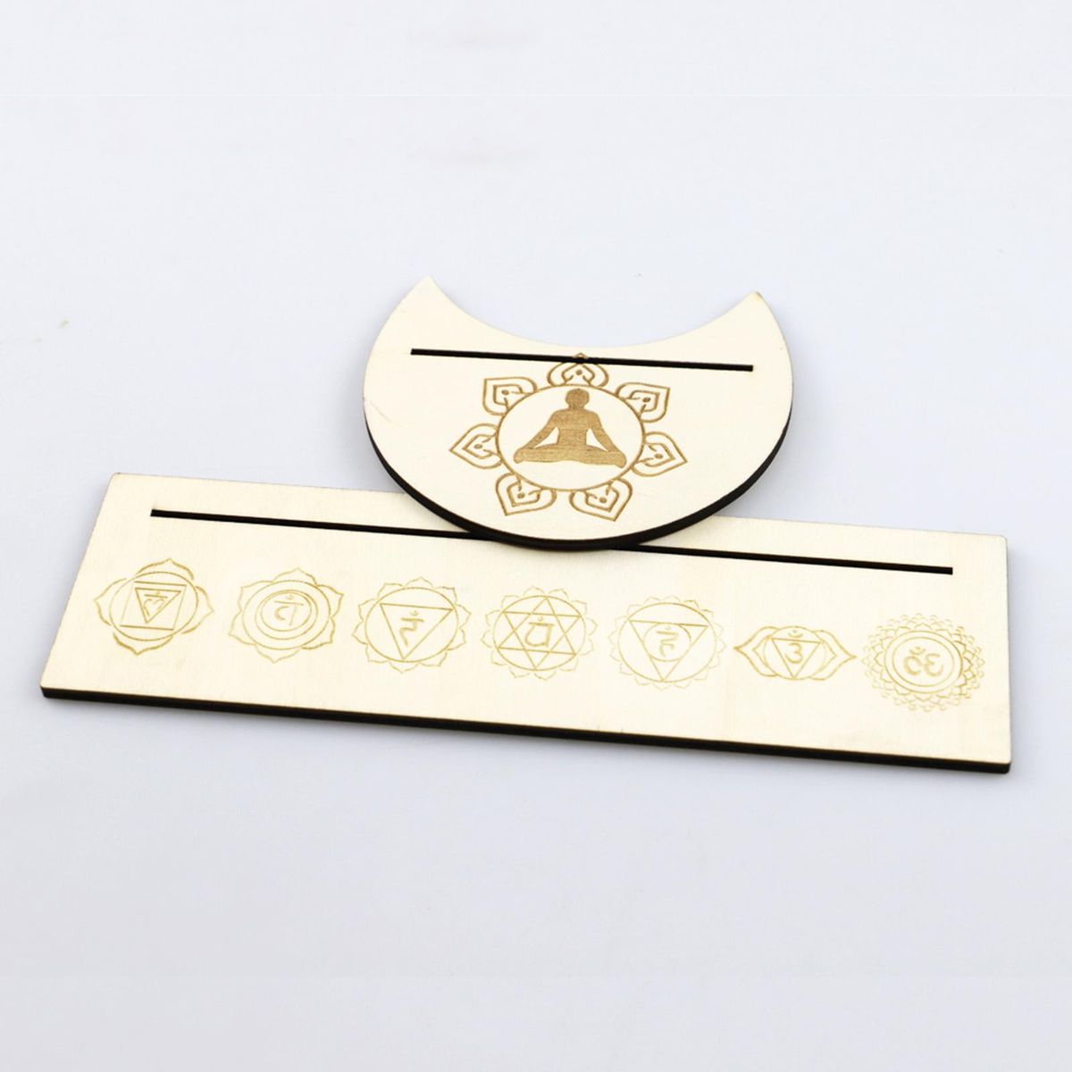 2PCS Tarot Card Stand Wooden Rectangular Moon Shaped Tarot Stand Wood Place Card Holders for Witch Divination Tools Altar Decor