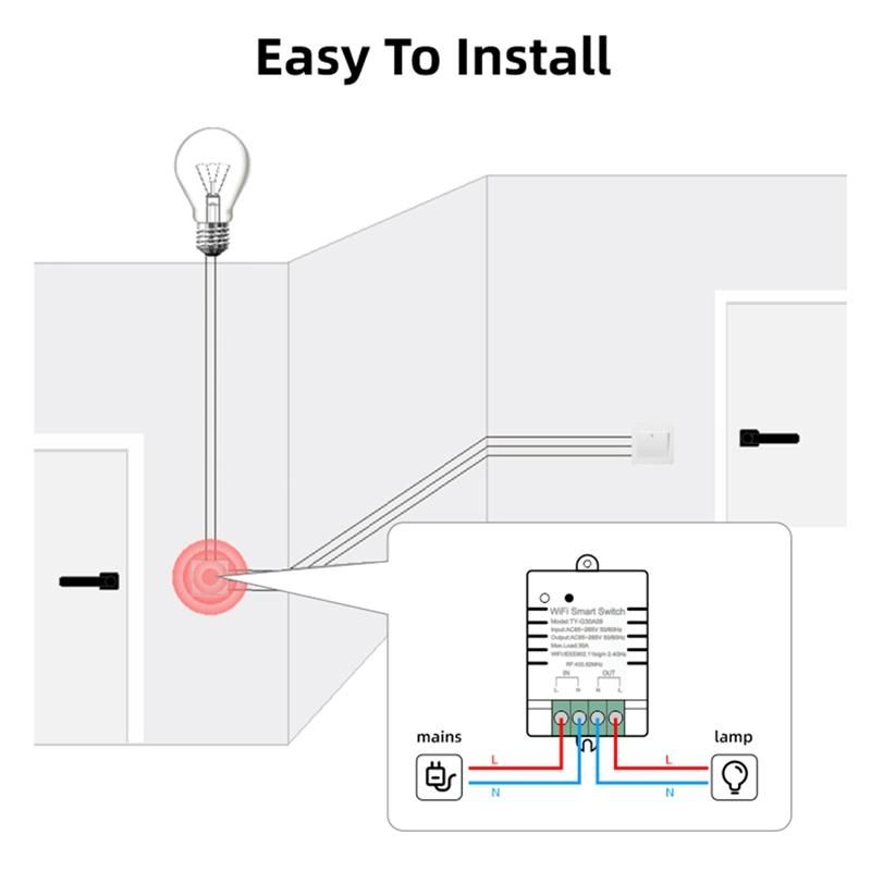 Tuya Smart WiFi Switch DIY Timer+Remote AC 85-265V WiFi