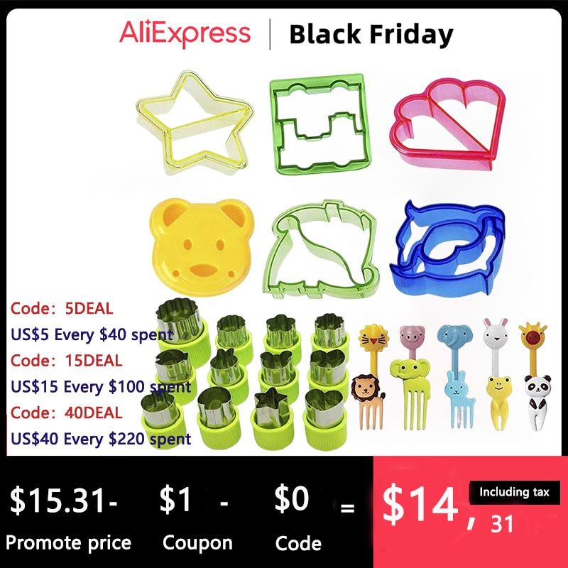 28pcs Kids Sandwich Cutters Set Food Toast Bread Mold Lunch