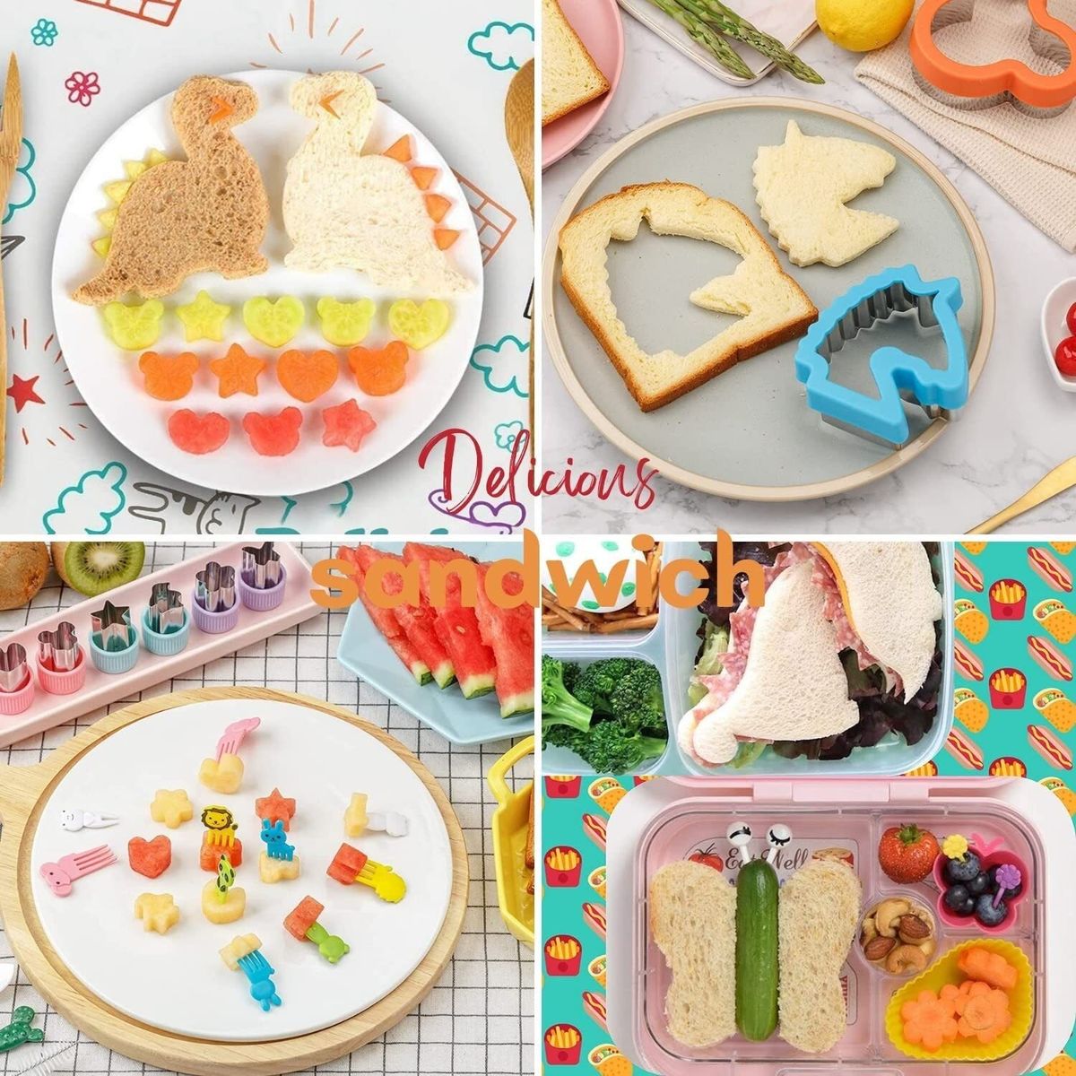 28pcs Kids Sandwich Cutters Set Food Toast Bread Mold Lunch