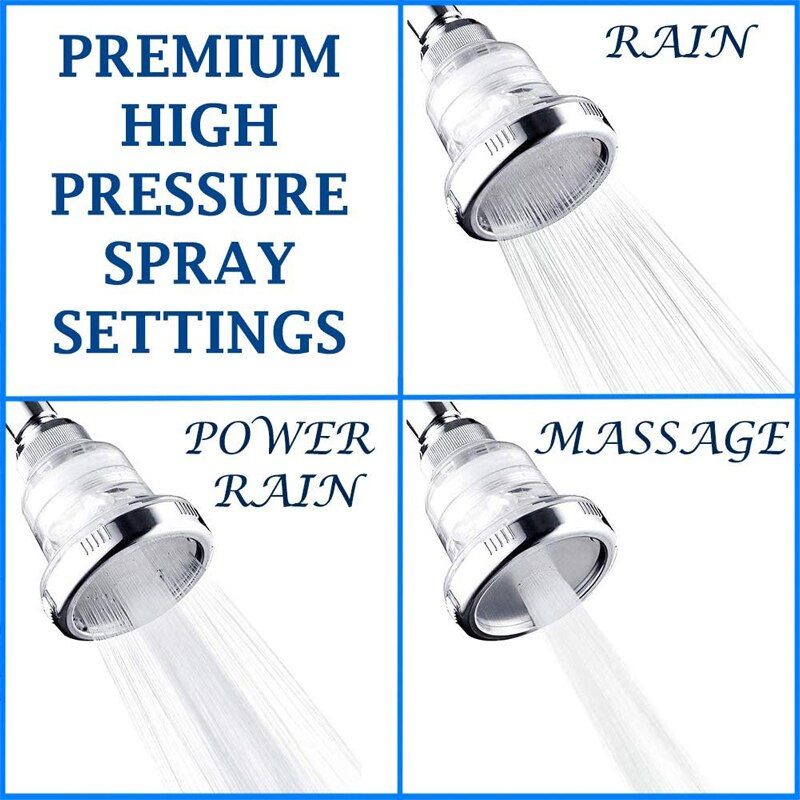 High Pressure Water Softener Shower Head Hard Water Filter Chlorine Fluoride Filter Filtered Shower Head Water Saving