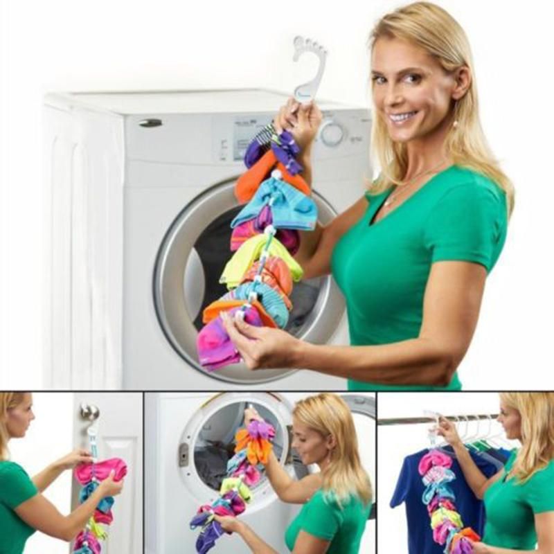 New Hot Creative Clotheslines Hosiery Cleaning Auxiliary Collector Socks Collation Device Blue