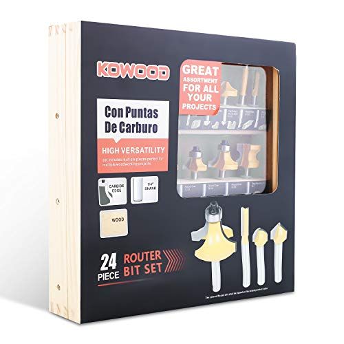 KOWOOD 24X Router Bits Set 14 Inch Shank Made Of 45 Carbon S