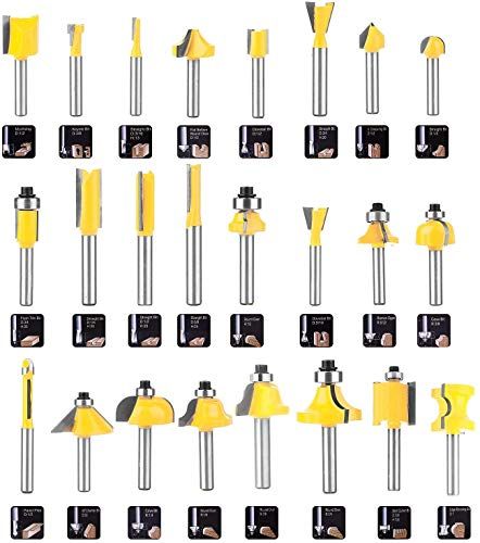 KOWOOD 24X Router Bits Set 14 Inch Shank Made Of 45 Carbon S