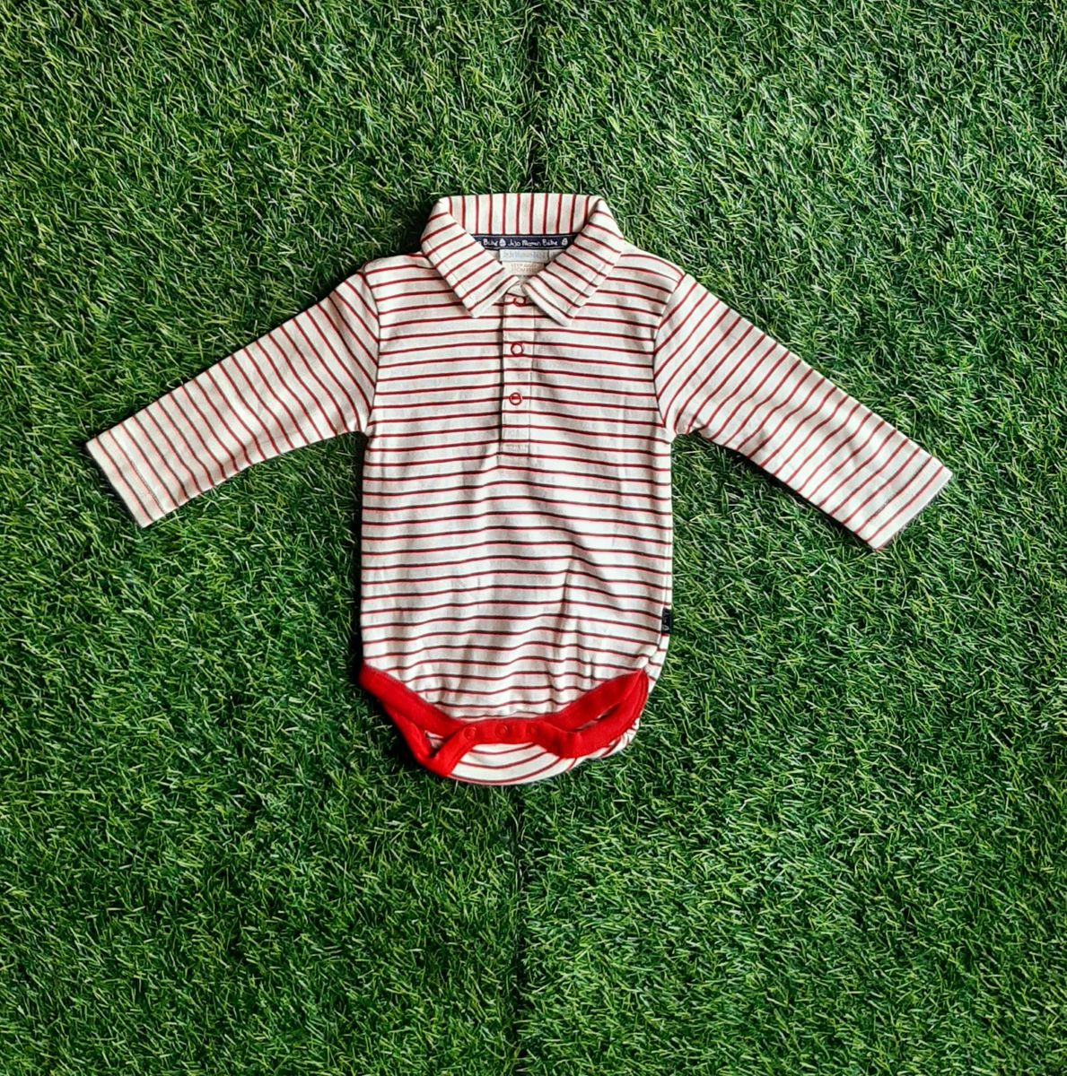 Infant Boys' Stripe Tuck In Polo Shirt- Red