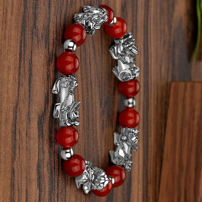 New Feng Shui Red Agate Obsidian Wealth Bracelet
