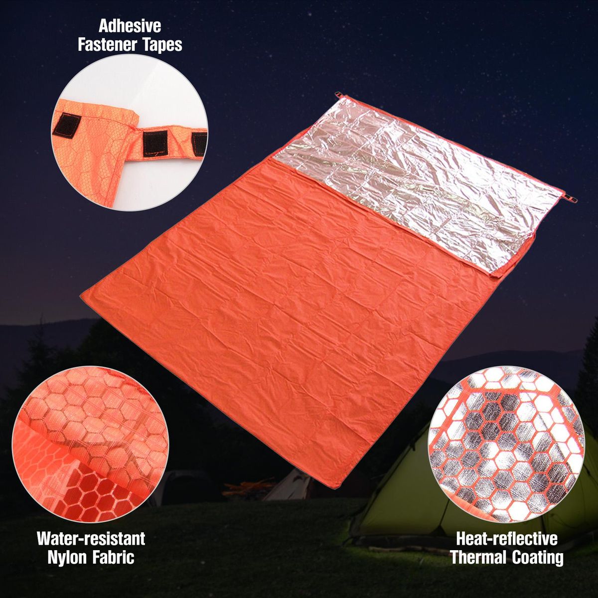 2 Person Emergency Sleeping Bag Lightweight Waterproof Thermal Emergency Blanket Survival Gear for Outdoor Adventure Camping Hiking Backpacking