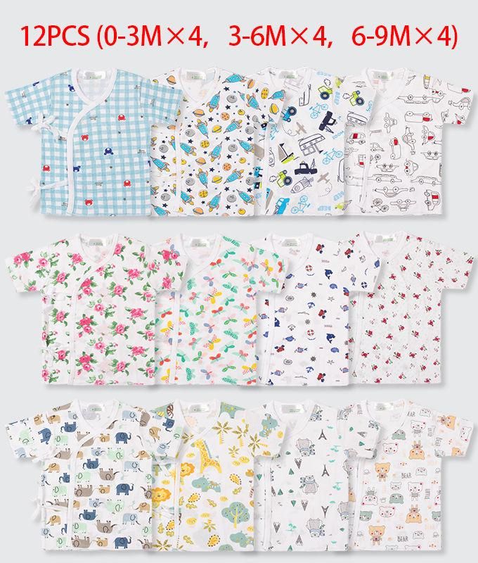 Unisex-Baby Newborn Short Sleeve Tee 12 Pack(0-3M×4,3-6M×4,6-9M×4)