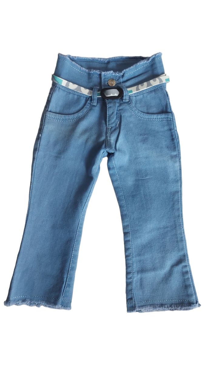 Girl Belted Jeans- Blue