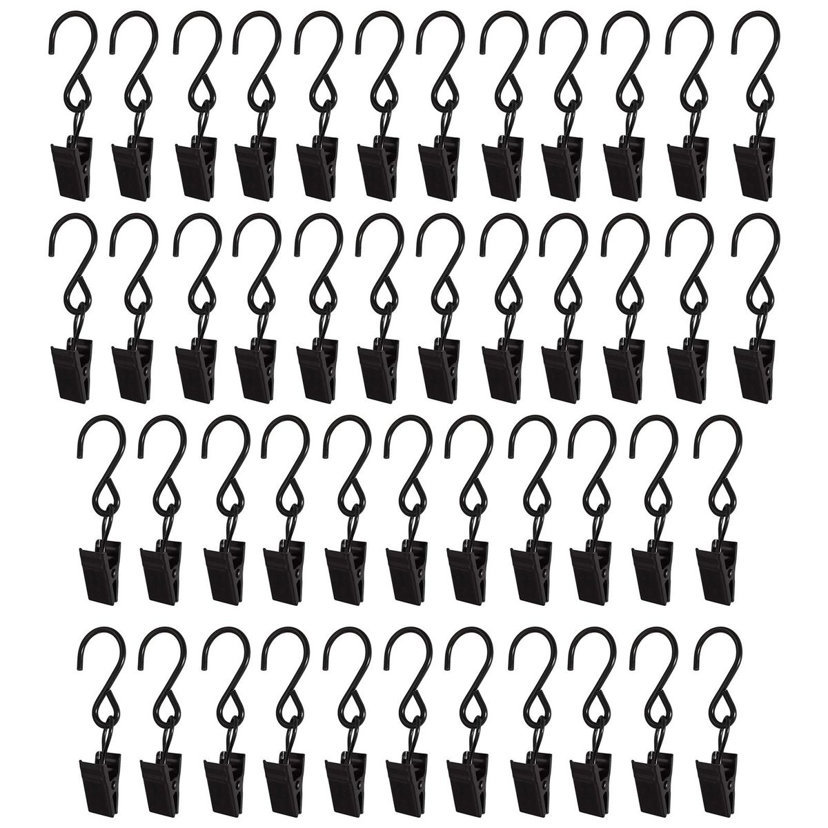 Curtain Hanging Clip Steel S-shaped Hooks Heavy Duty for Bathroom Black
