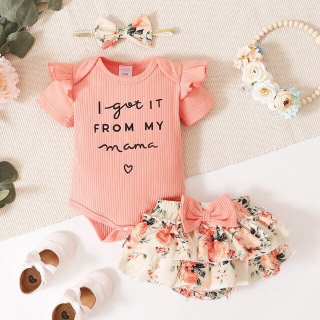 Newborn Infant Baby Clothes Romper Shorts Set Summer Outfits