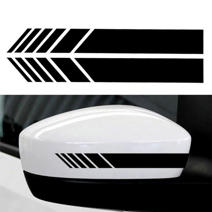 2x Car Side Mirrior Rear View Mirror Stripe Sticker Body Decals-black-