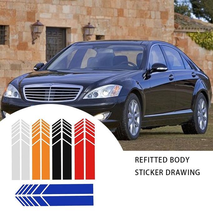 2x Car Side Mirrior Rear View Mirror Stripe Sticker Body Decals-black-