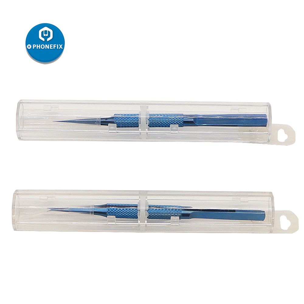 Precision Titanium Alloy Tweezers Stainless Steel Straight Curved Tweezers PCB Soldering Phone Fingerprint Repair-2 Kinds Steel