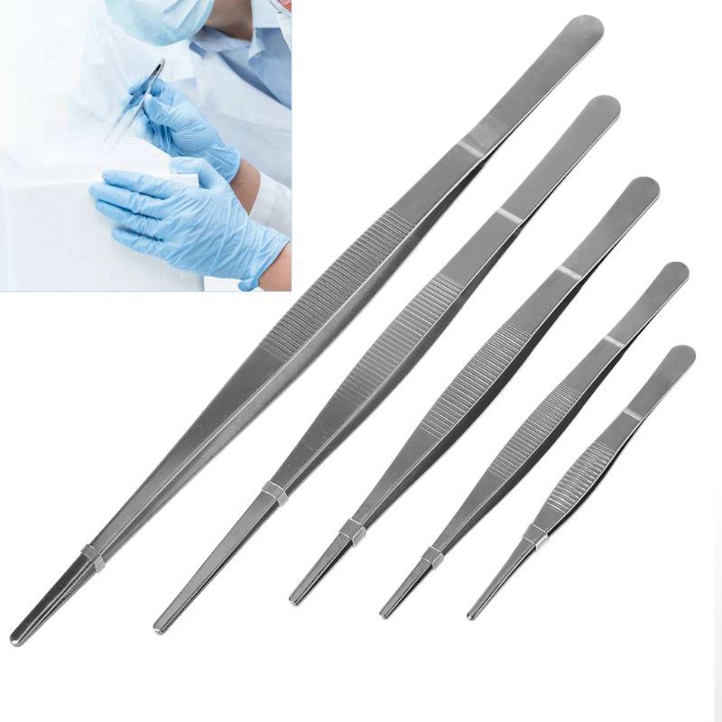 Toothed Tweezers Barbecue Stainless Steel Long Food S Straight Home Tweezer Garden Kitchen BBQ Tool 5 Sizes