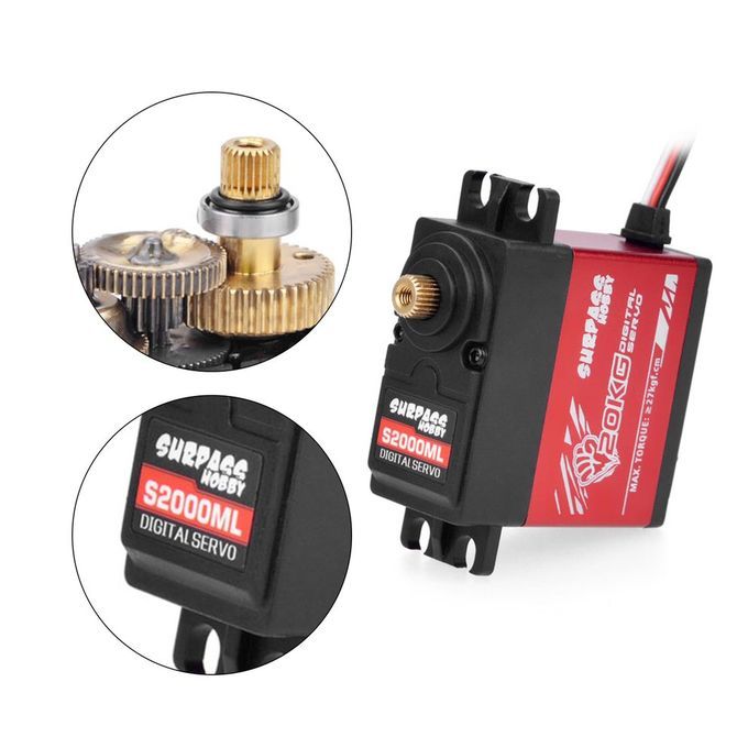 SURP  HOBBY 20KG Semi Aluminum Frame  Ore Extended Digital Steering Gear-red+black