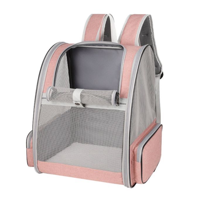 Breathable Folding Pet Dog Cat Carrier Mesh Backpack Outdoor Bag Pink