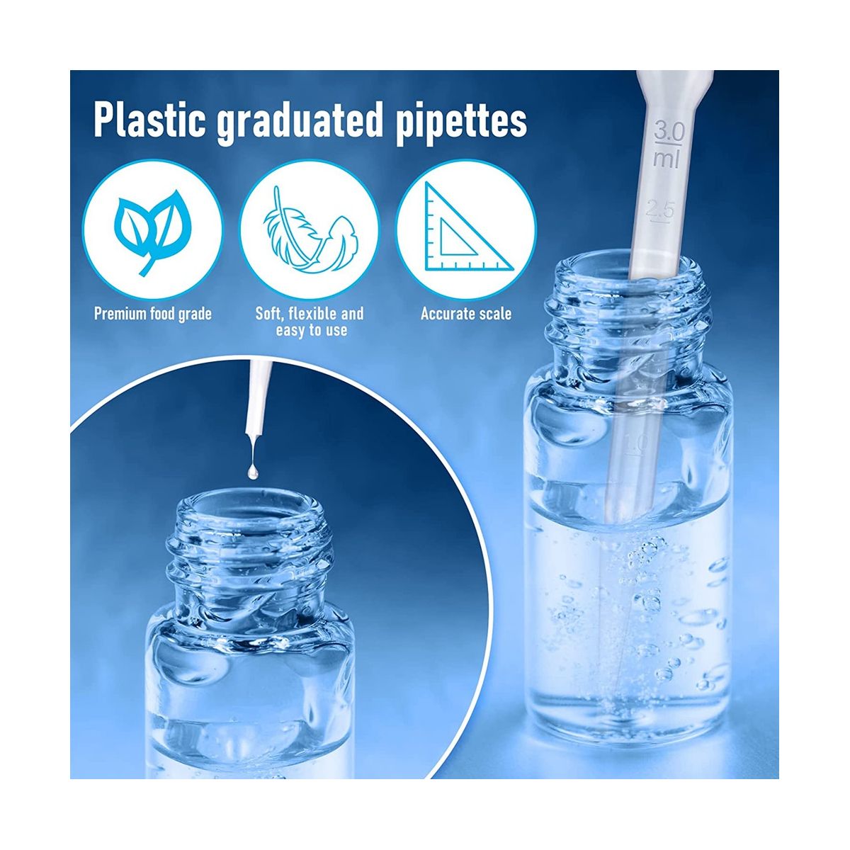 100Pcs 3 Ml Plastic Transfer Pipettes Disposable Calibrated Dropper Pipettes Dropper 6 Inch Droppers for Essential