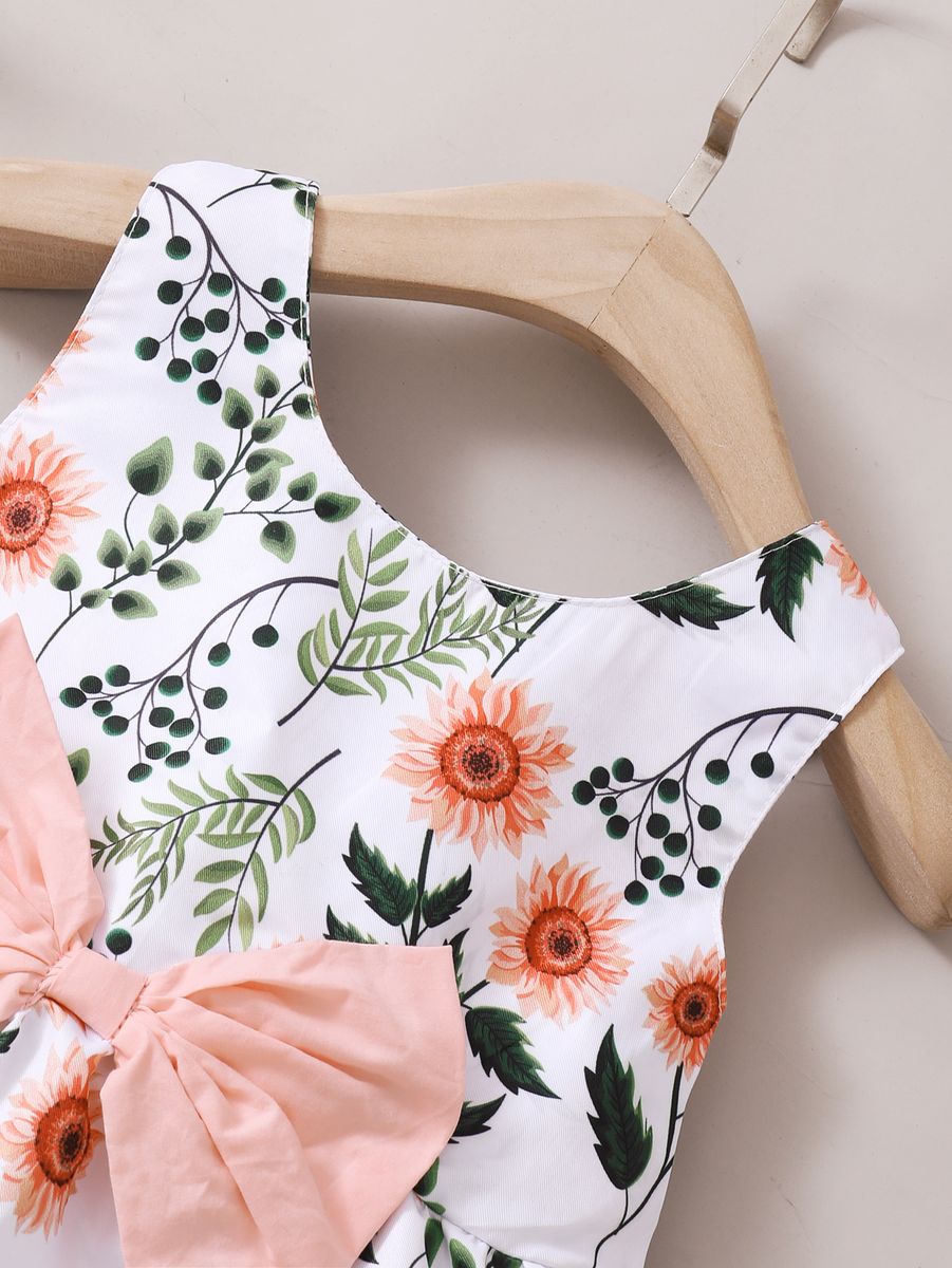 Baby Girls Cute Fresh Style Floral Bow Design Summer Dress