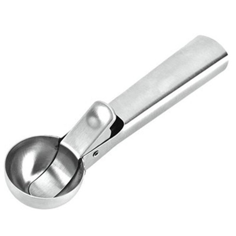 2Pcs Stainless Steel Ice Cream Scoop Ice Ball Maker Freeze Yogurt Meat Balls Cream Spoon Watermelon Spoon Kitchen Tool