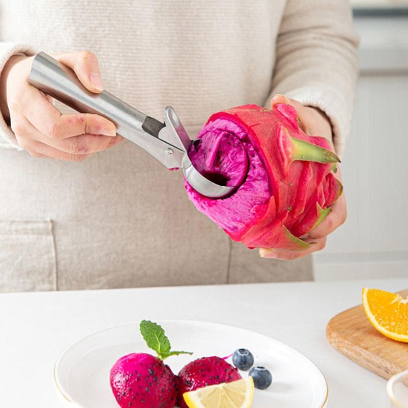 2Pcs Stainless Steel Ice Cream Scoop Ice Ball Maker Freeze Yogurt Meat Balls Cream Spoon Watermelon Spoon Kitchen Tool