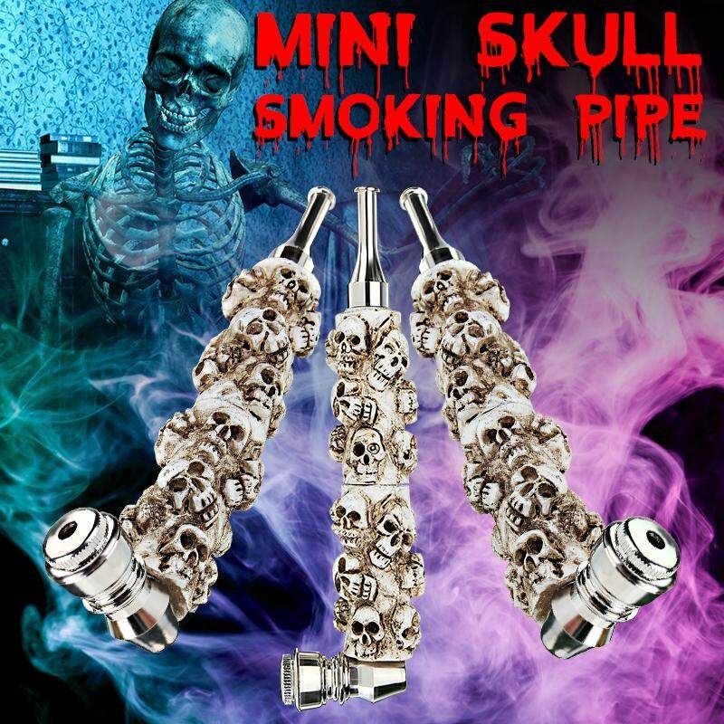 Pipe Metal Resin Herb Pipe Skull Shape Gift Free Silver Screen