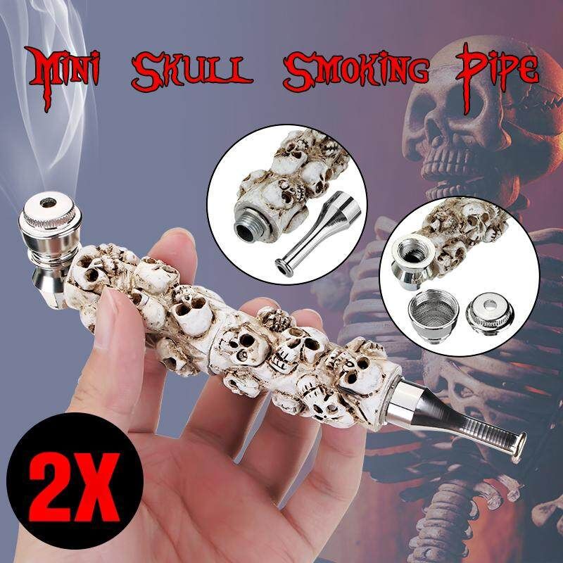 Pipe Metal Resin Herb Pipe Skull Shape Gift Free Silver Screen