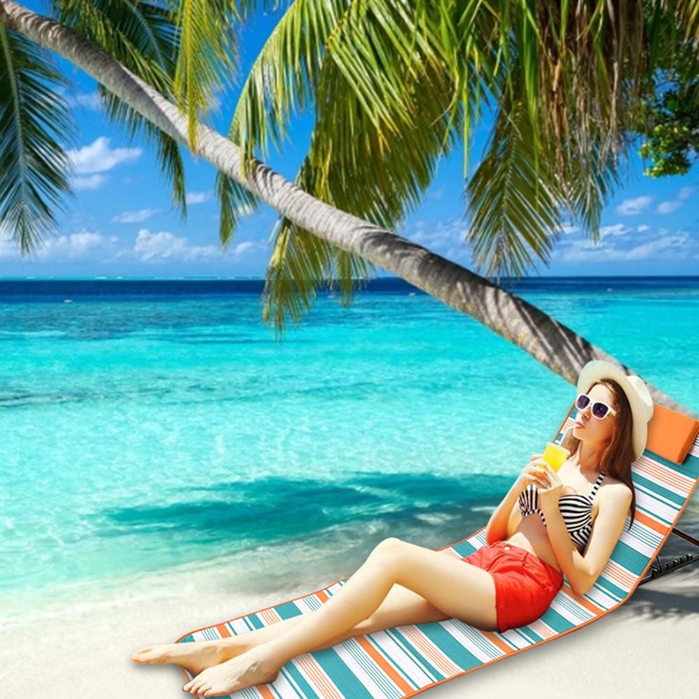 Portable Beach Mat Foldable Adjustable Backrest Lounge Mat
