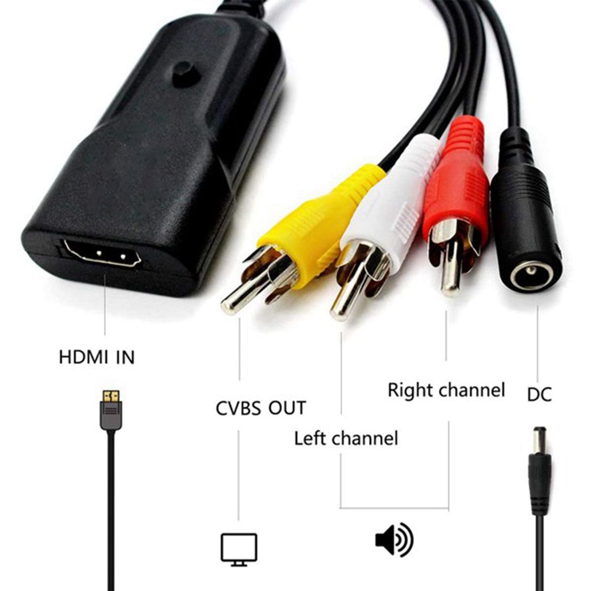 HDMI-Compatible to AV (RCA) Audio Video Converter, Support