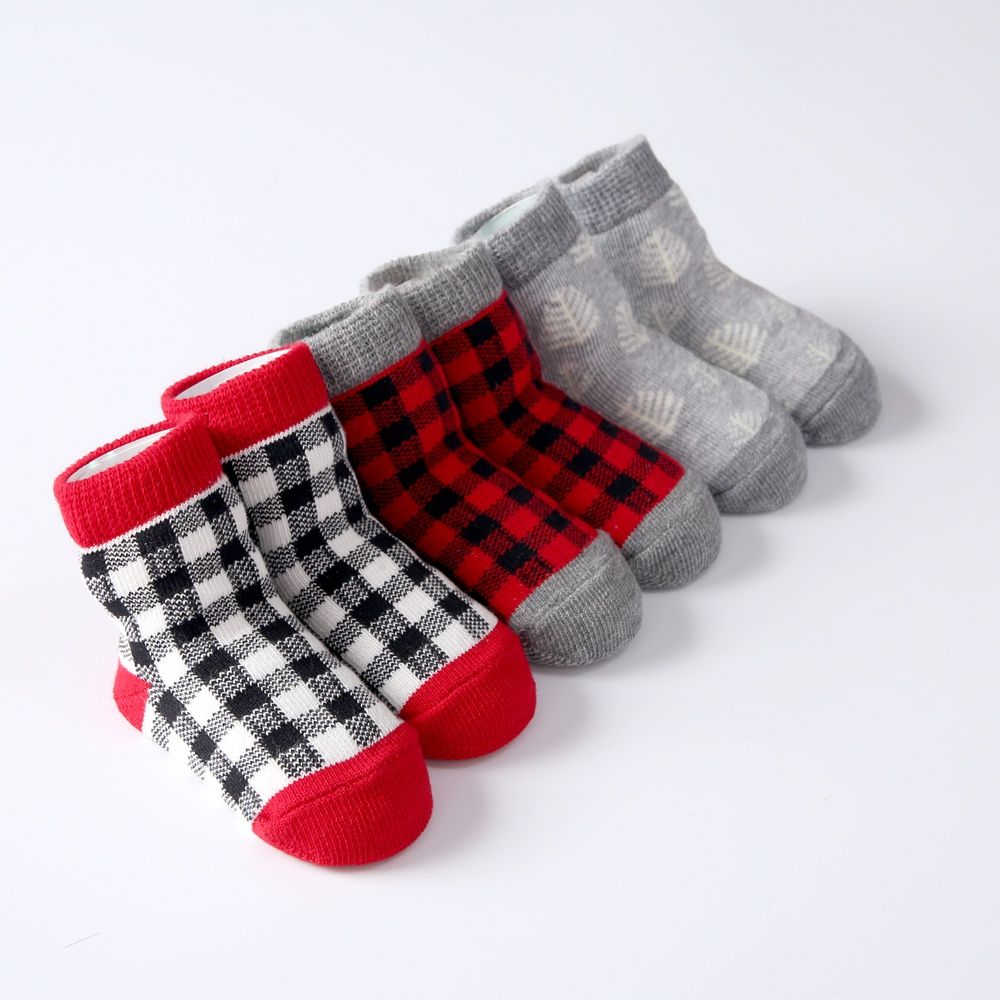 Baby Boys Socks Set 3pcs Cotton Newborn British Style Plaid