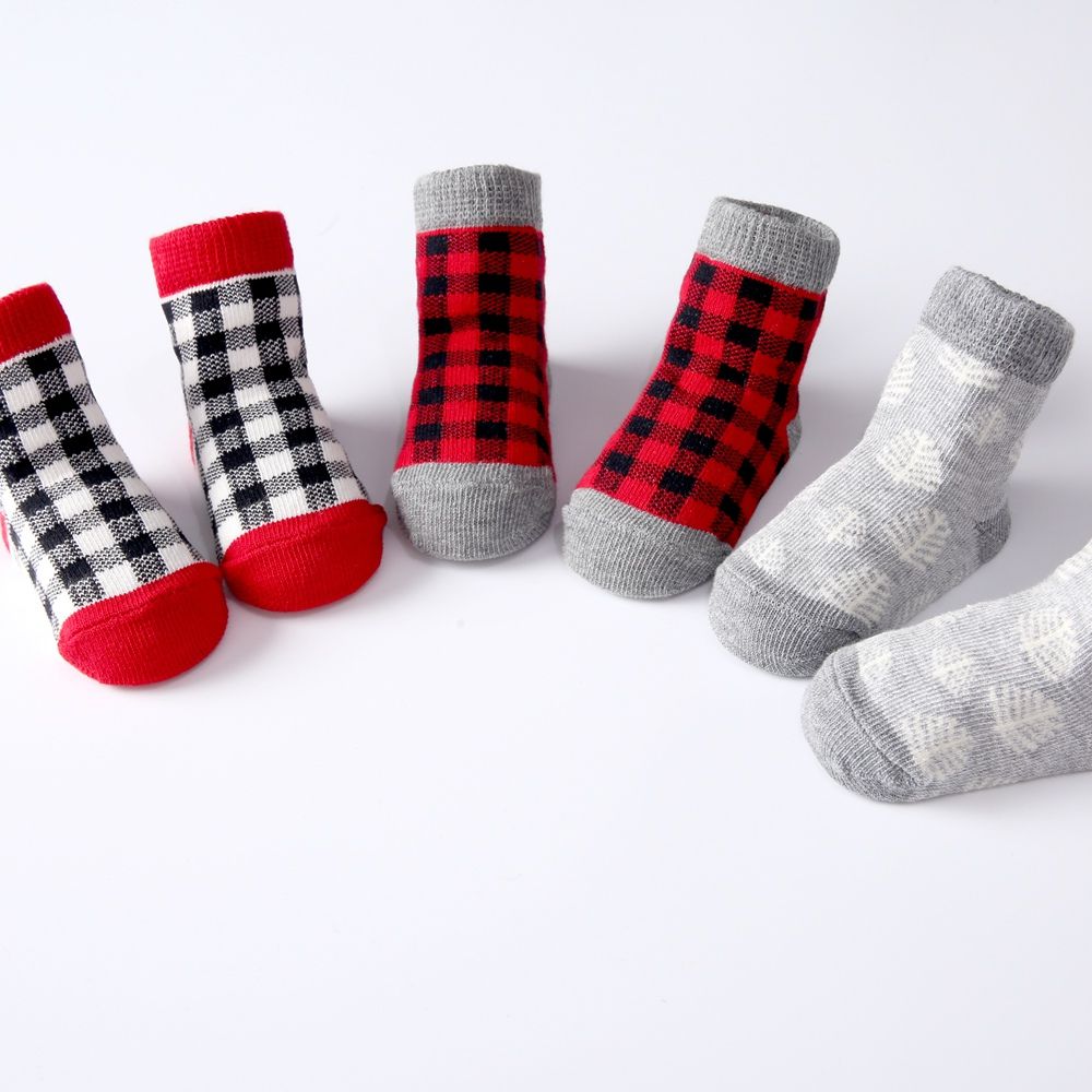 Baby Boys Socks Set 3pcs Cotton Newborn British Style Plaid
