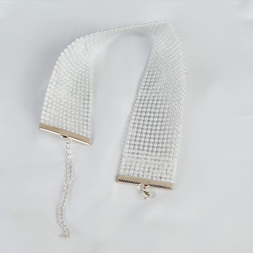 Sparkling Silver Color Crystal Collar Chain Choker