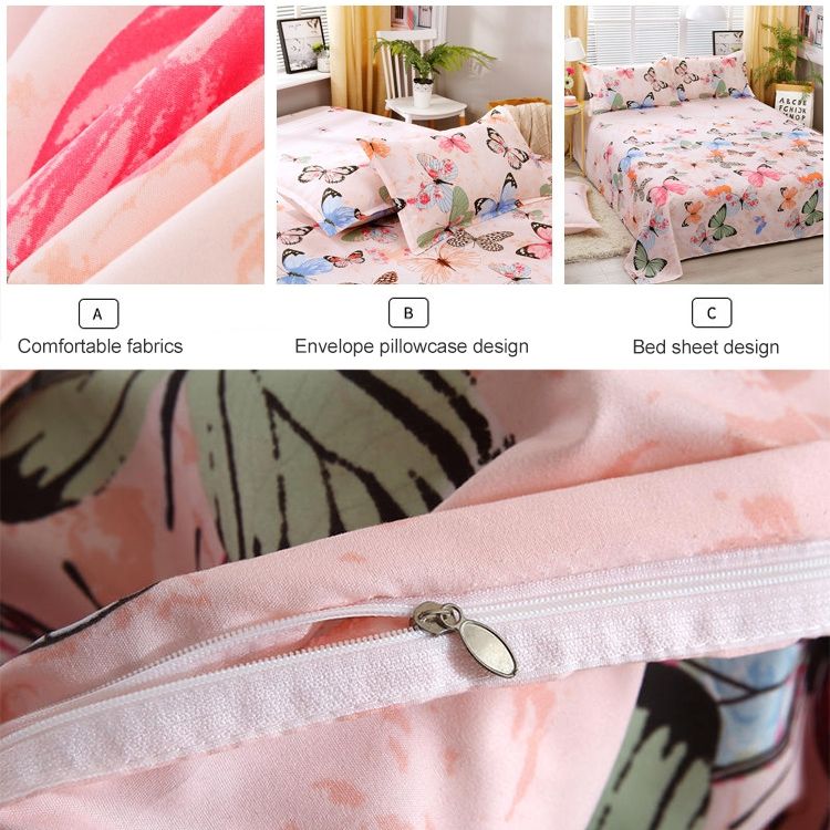 4 PCS Printing Bedding Set Bed Sheet Pillowcases Cover