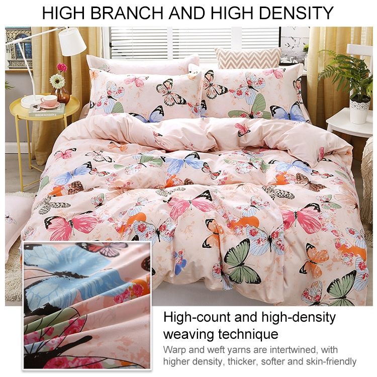 4 PCS Printing Bedding Set Bed Sheet Pillowcases Cover
