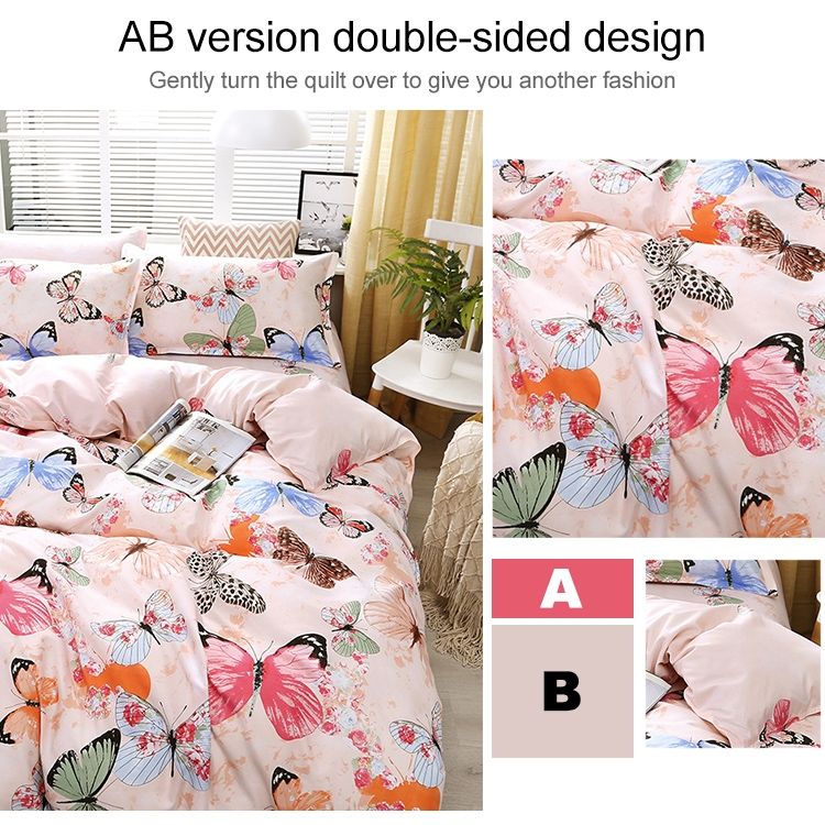 4 PCS Printing Bedding Set Bed Sheet Pillowcases Cover