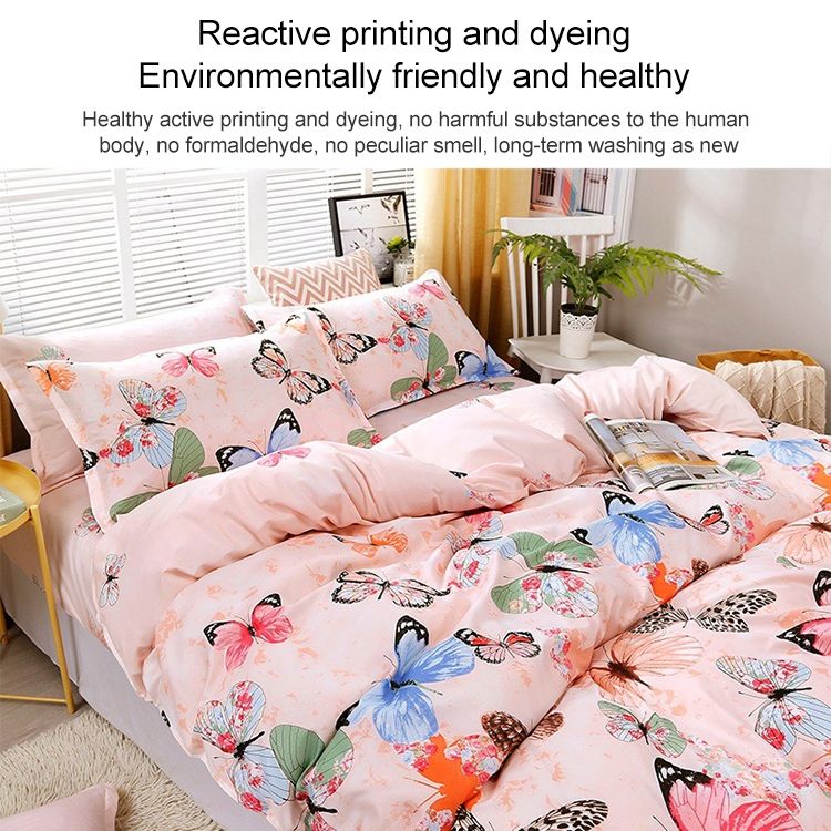 4 PCS Printing Bedding Set Bed Sheet Pillowcases Cover